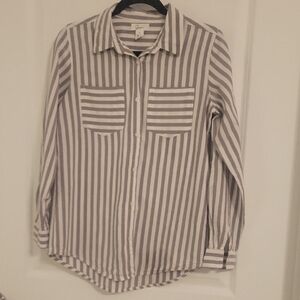 Japna Gray and White Striped Top